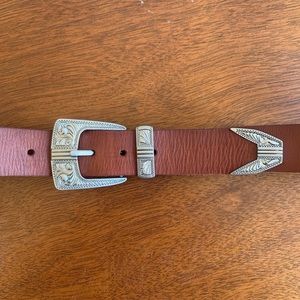 Brown leather western belt